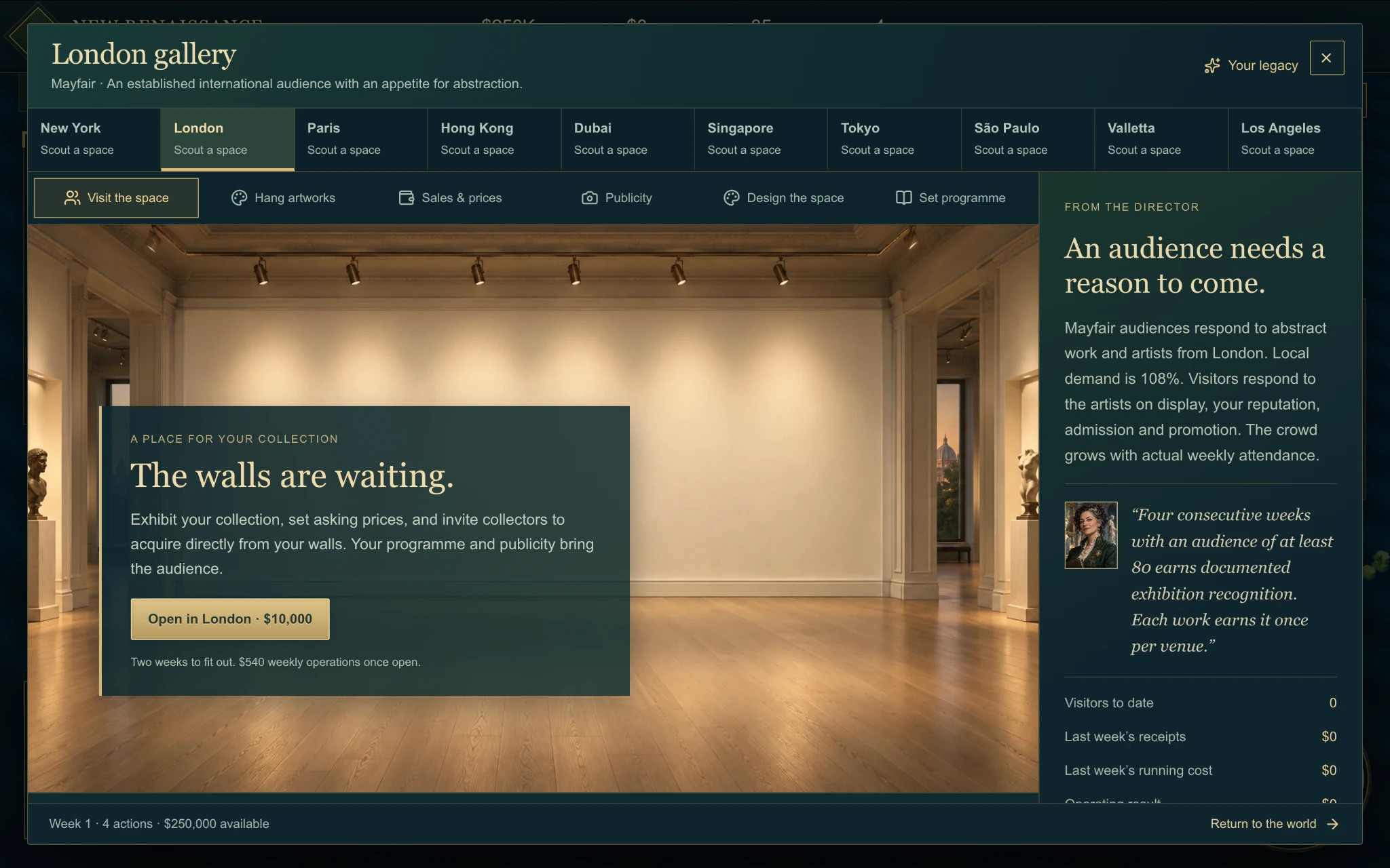 Gameplay London gallery with exhibition space and collection controls