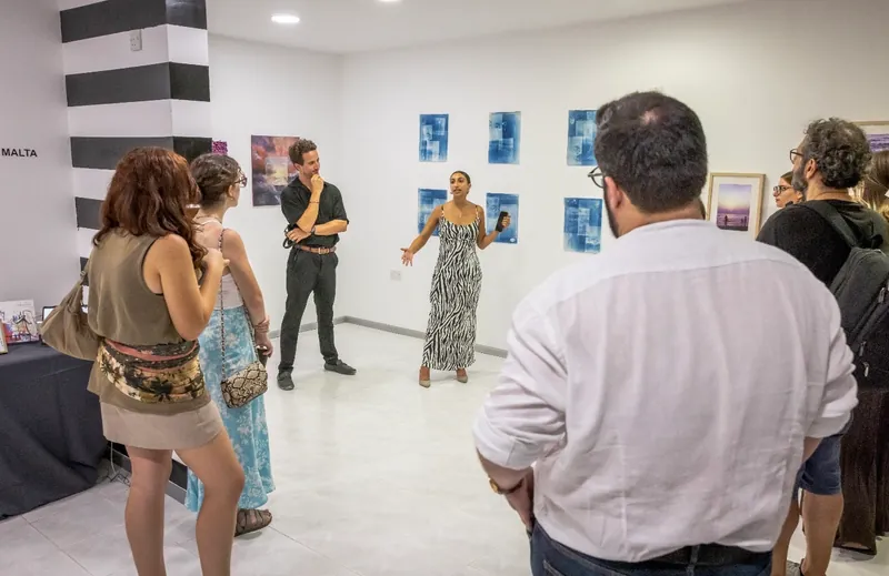 Opening remarks to guests gathered among artworks at the first New Renaissance Malta salon.